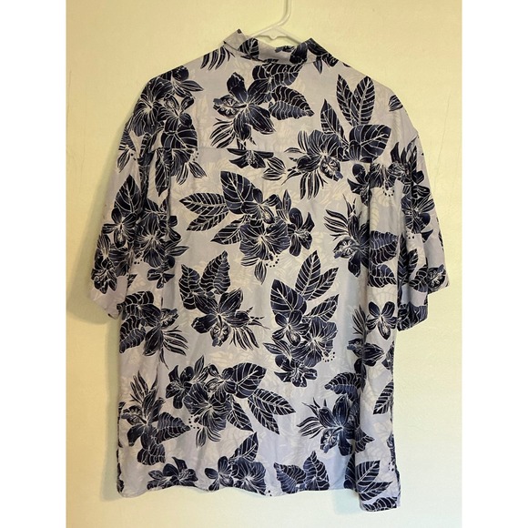 Jos A Bank Mens Large Shirt Blue Floral Aloha Casual - Picture 4 of 4